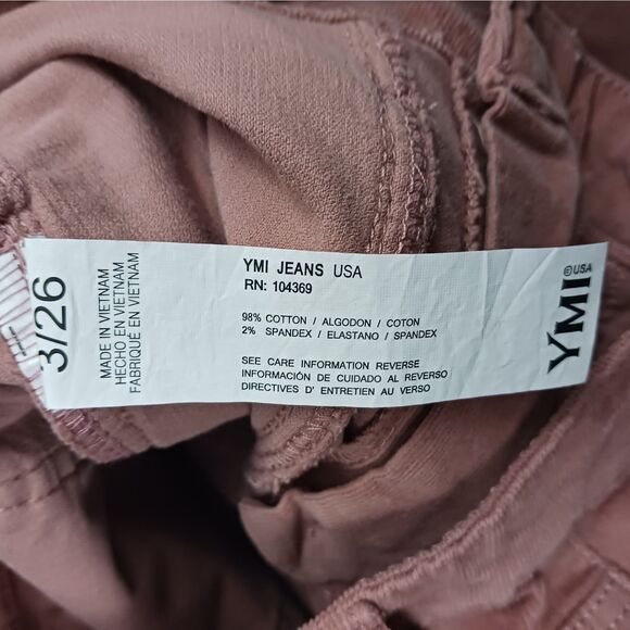 YMI Pants Womens 26 Juniors 3 Flare High Rise Corduroy Mauve Dusty Pink New - Picture 6 of 10